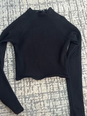Zara Black Off-the-Shoulder Cropped Sweater